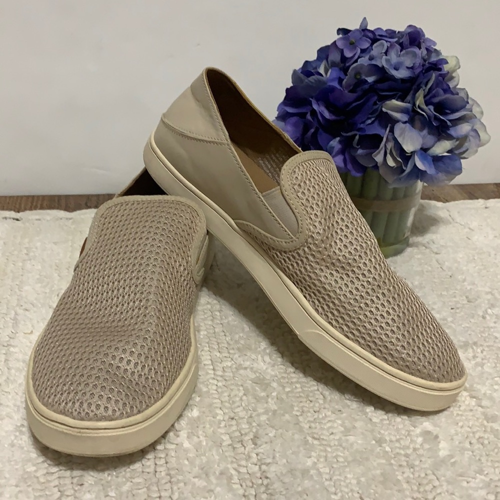Olukai Pehuea Flats Perforated Brown Slip On Loafers Size 10 Women's